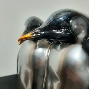 Silver and Black Penguin Sculpture